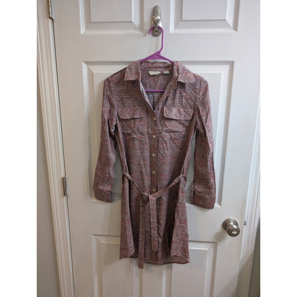 11.1 Tyhlo Anthropologie Women's Striped Shirt Dress Belted Button -‎ Size XS